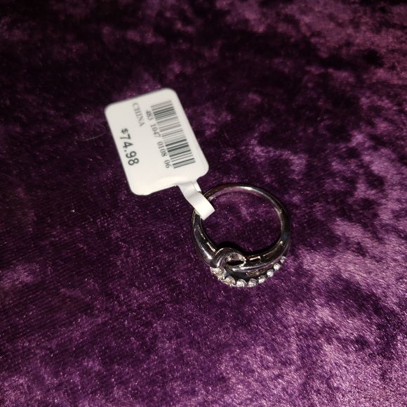 Solid Sterling Silver with Lab Created White Sapphires - Picture 3 of 6